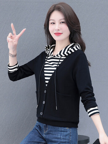 服饰内衣>女装>卫衣>优衣库>优衣库官方旗·舰店时尚假二件连帽卫衣女