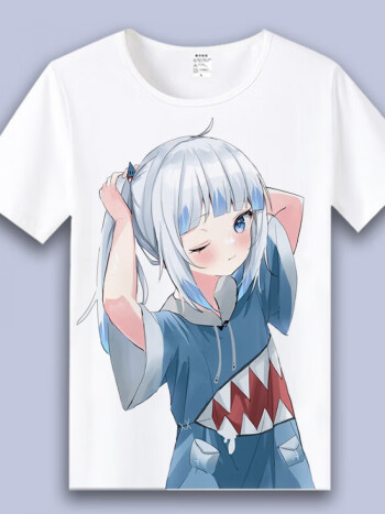 gura鲨鱼娘噶呜古拉夏季衣服二次元宽松短袖t恤 21 s