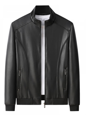 nasalike官方联名特大码皮衣男秋冬款胖子加大号休闲皮夹克立领加绒皮