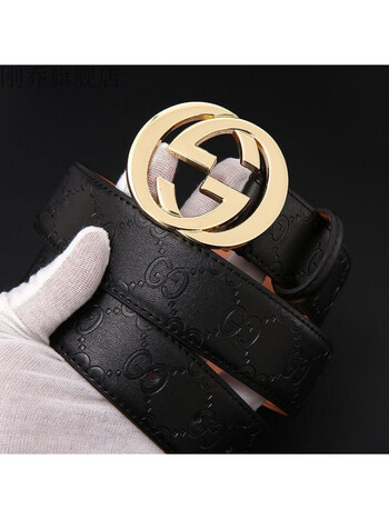 新款酷奇男士皮带皮带男铜双g扣平滑时尚百搭商务休闲腰带头层牛皮