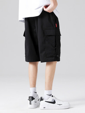 优衣裤官方旗舰店工装短裤男夏季薄款中裤宽松休闲裤多口袋潮流外黑色