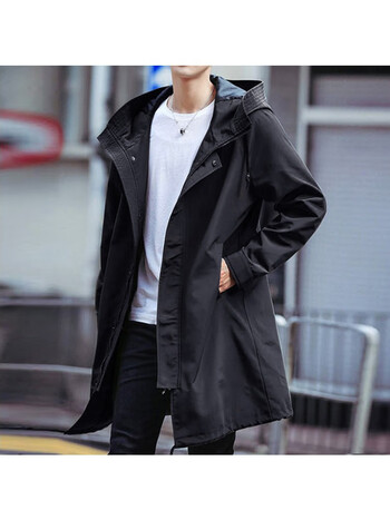 尊品熊风衣男中长款英伦风潮流过膝春秋冬季夹克外套男士加厚大衣薄