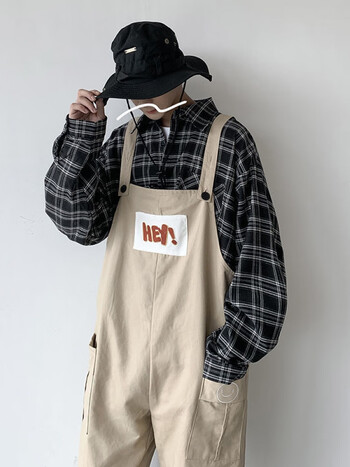 传祺威登美式工装背带裤男vintage古着日系吊带连体裤穿搭宽松阔腿