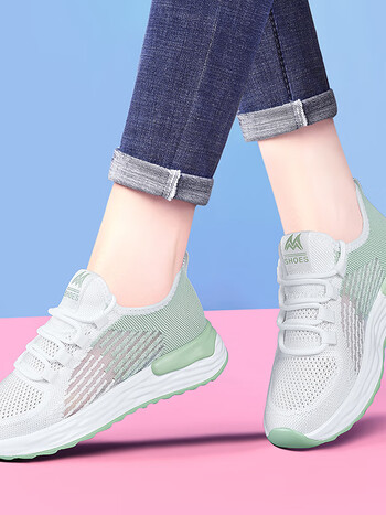 意尔康经典小白鞋女夏季薄款新款运动鞋女款网面轻便软底跑步鞋透气网