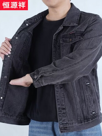 男士烟灰色牛仔外套男潮流翻领工装夹克休闲帅气大码上衣服228灰色xl