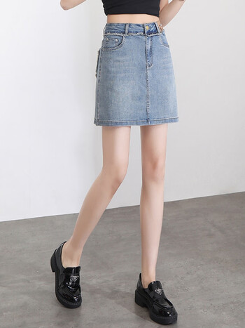 皮尔卡丹pierrecardin牛仔半身裙女2024新款夏季薄款短裙中腰显瘦修身