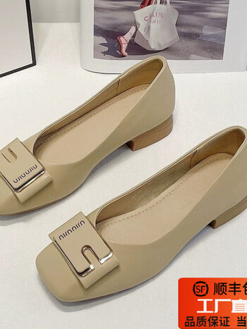 复古女鞋2023新款豆豆鞋软底超软平底鞋女外穿时尚加宽女卡其色38