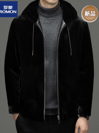 罗蒙romon貂皮外套男海宁真皮皮毛一体水貂毛整貂金貂绒冬季男士皮草