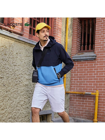 lacoste法国鳄鱼男装春季时尚休闲拼色运动连帽短款外套男bh3941 kfs