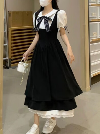 大童13胖女孩初中学生裙子15夏装宽松连衣裙1225岁女孩初高中黑色xxl