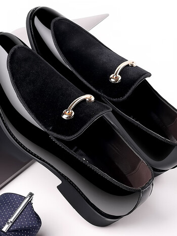 全皮英伦你那是皮鞋绒面漆皮休闲鞋韩版潮流乐福鞋结婚男鞋发黑色38