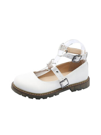 科里弗兰女鞋浅口圆头学生小皮鞋原宿风洛丽塔鞋子平底搭扣单鞋女鞋