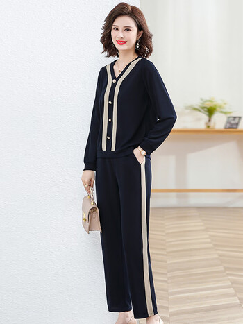 邦尼女孩中年妈妈春装长袖运动服套装中老年女装春秋款上衣时尚休闲两