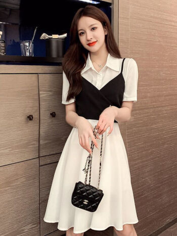 胖女生穿的夏天衣服宽松大码胖mm学生显瘦格子连衣裙大码女装200斤胖