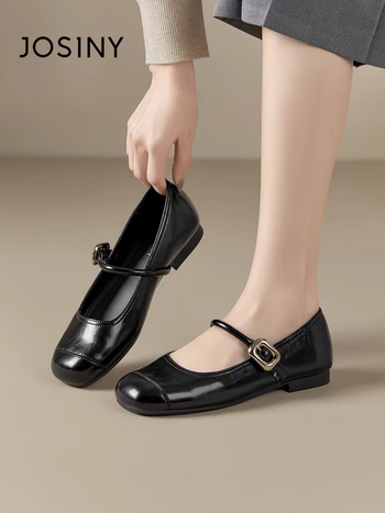 卓诗尼单鞋女2024春季新款浅口鞋子玛丽珍时尚搭配裙子仙女鞋黑色35