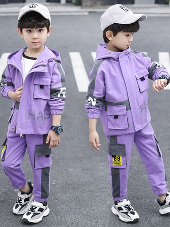 儿童运动拉链两件套2021春秋新款外套中大童小学生运动会休闲衣服小