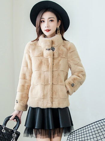 雅鹿2023新款秋冬皮草外套女款时尚百搭丹麦毛加厚大衣短款外套女