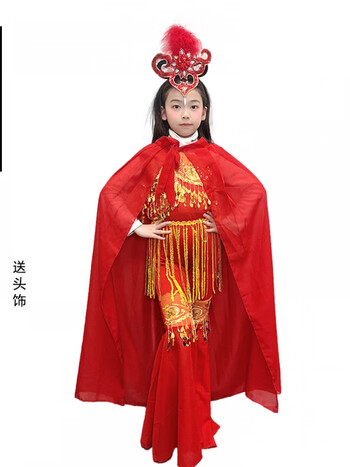 套装儿童蜘蛛精孔雀仙子万圣宝象国公主龙女亲子演出服套 红色蜘蛛精