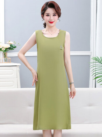 恒源祥hyx中年老年女装冰丝夏装吊带背心裙妈m妈装无袖连衣裙大尺码中