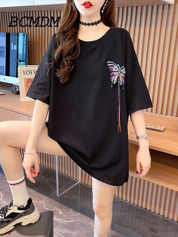 bcmdm香港潮牌刺绣蝴蝶短袖t恤女2022夏季新款韩版时尚洋气百搭宽松