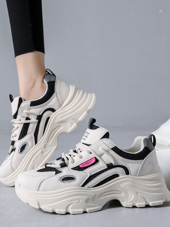 361断码踩屎感运动老爹鞋女款2024年新款春季透气学生体考专用跑黑色