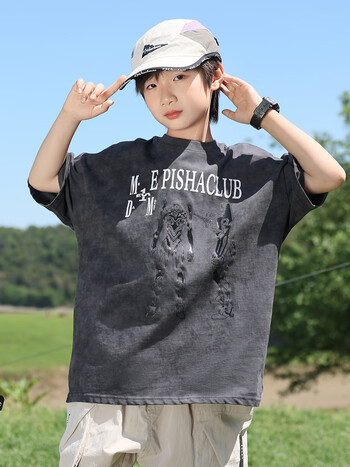 芭奥伯儿童装男童夏装短袖t恤2024新款夏季中大童运动男孩棉上衣夏款t