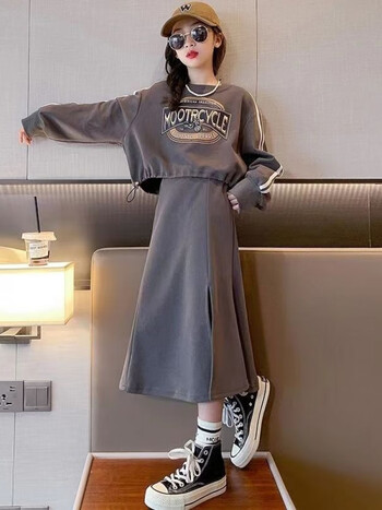 德慧雅女孩衣服714岁秋季2023新款秋季儿童裙子女童连衣裙春秋款套装