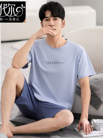 莫代尔2024新款睡衣男夏季夏天凉感纯棉短袖短裤家居服薄款男生大码