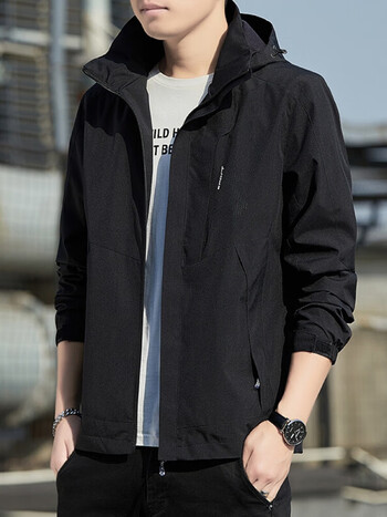 优衣裤官方旗舰店工装外套男士春秋季山系户外机能冲锋衣夹克潮休黑色