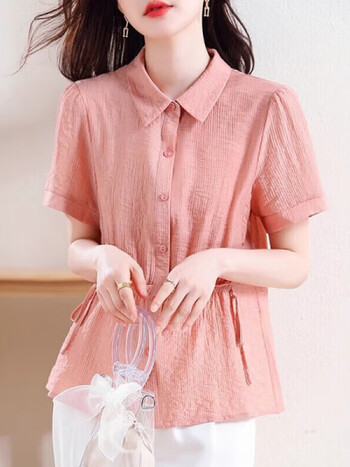 燕浔衬衫女士装夏季2024年新款雪纺洋气收腰遮肚气质