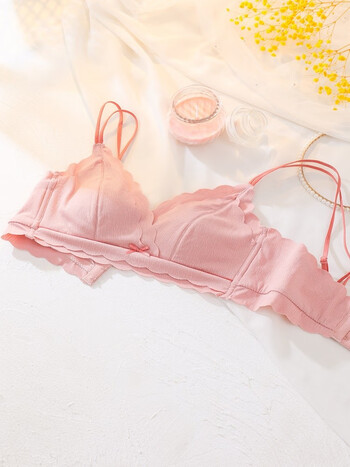 胸罩小胸聚拢高中学生文胸大学女生2022新款纯欲套装6879纯粉色单件