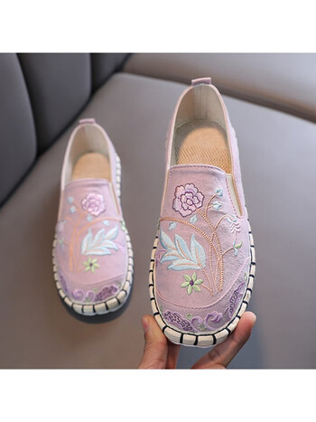 热风麦官方新款春夏千层底手工老北京布鞋女民族风复古刺绣绣花鞋平底