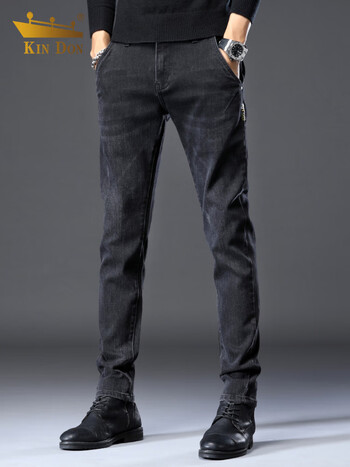金盾kindon牛仔裤男2022秋季款潮流百搭修身直筒棉弹舒适小脚裤子男