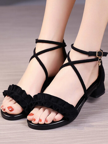 贤语罗马凉鞋女学生韩版增高公主凉鞋百搭凉鞋女仙女风低跟中学生凉鞋