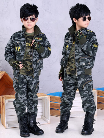 兵童勇士新款春秋装儿童迷彩服男童女童休闲套装中大童长袖运动装小