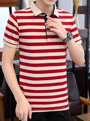 kingt恤夏季男士短袖休闲翻领polo保罗衫条纹韩版潮流青年男打底衣服