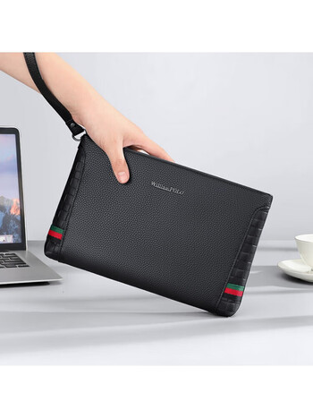 williampolo英皇保罗大容量手拿包男士信封包真皮手包牛皮休闲手抓包