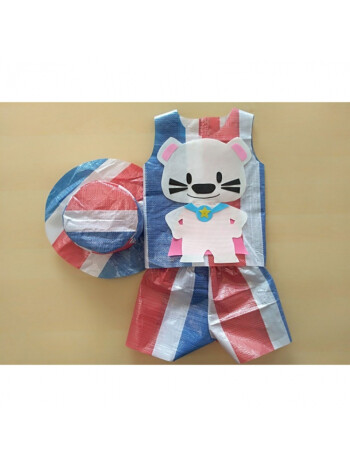 儿童时装秀幼儿园手工制作衣服男童创意亲子走秀演出表演 三彩小熊