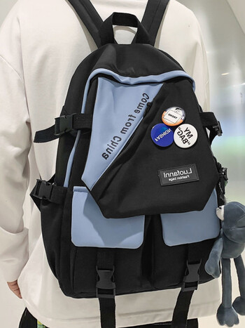 唯登莱书包男生初中生高颜值帅气大容量超酷高中学生潮流蓝色单包收藏