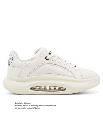 轻奢男鞋春夏季小白鞋气垫厚底增高面包鞋休闲老爹鞋百搭鞋子男 白色