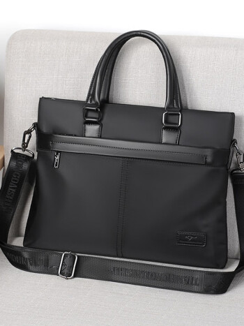 天弘袋鼠男士公文包休闲牛津布布手提包防泼水商务出差文件包9044黑色