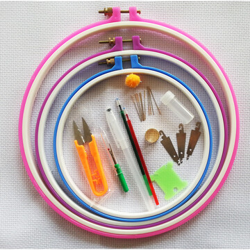 十字绣刺绣工具套装配件绣绷绣圈绣架绣针穿线器绣针大中小三个【价格