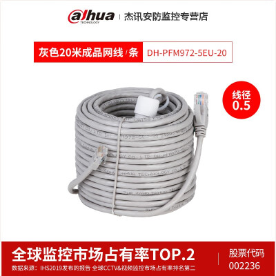 dahua大华超五类纯铜网线网络摄像机POE供电线 DH-PFM920I 20米成品网线径0.5
