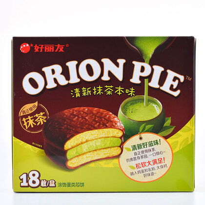 orion好丽友派营养早餐点心零食巧克力派清新抹茶本味18枚648g盒