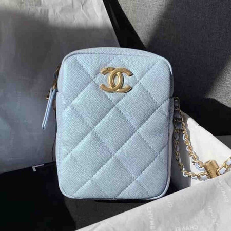 【二手99新】chanel香奈儿子弹头调节扣高端蓝色竖版相机包高级感气质