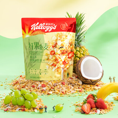 家乐氏 纤果麦麦燕麦多缤果烘焙麦片400g