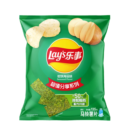 乐事（Lay's）薯片 岩烧海苔味 135克 休闲...