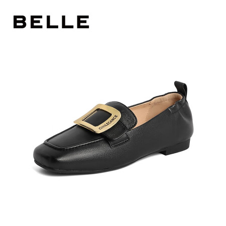百丽（Belle）舒适通勤乐福鞋女商场同款方扣单鞋Z4T1D...