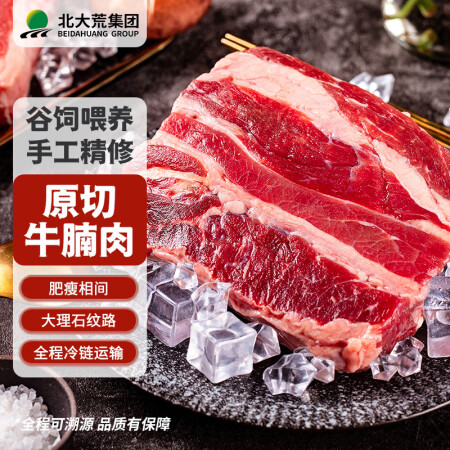 大荒优选进口原切牛腩肉500g/袋冷冻 原切无注水不调理不拼...