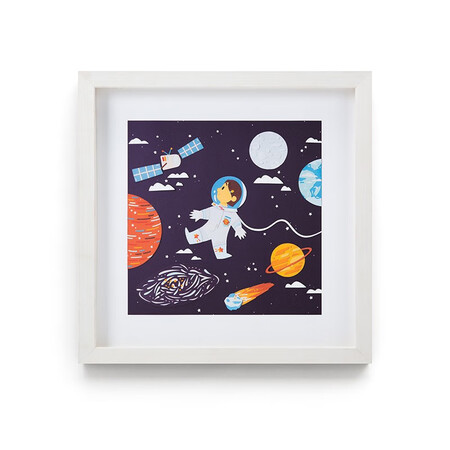 Dprints迪品 星际漫步 现代简约装饰画艺术版画轻奢玄关卧室儿童房挂画装饰字画沙发背景墙白色木框336 336mm 图片价格品牌报价 京东